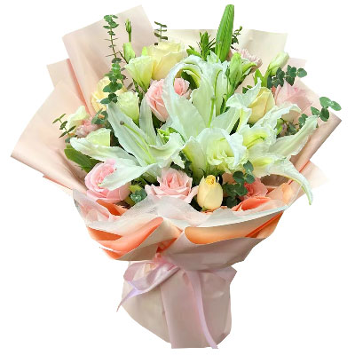 保山10朵玫瑰百合混搭，爱是难忘时刻